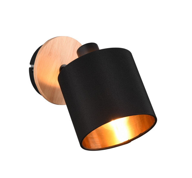 Kinkiet TOMMY czarno-złoty-jasne drewno 1 x E14 x 28W IP20 RL 1046108