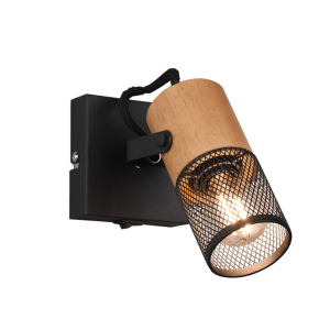 Kinkiet TOSH z włącznikiem czarny-jasne drewno 1 x E14 x 15W IP20 Trio 1045867 Kinkiet TOSH z włącznikiem czarny-jasne drewno 1 x E14 x 15W IP20 Trio 1045867