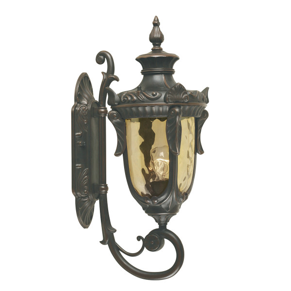 Kinkiet zewnętrzny brązowo-bursztynowy Philadelphia 1xE27x60W IP44 Elstead 895913