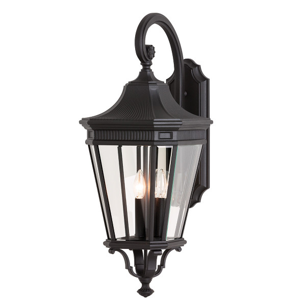 Kinkiet zewnętrzny czarno-przezroczysty Cotswold Lane 3xE14x60W IP44 Feiss 897671
