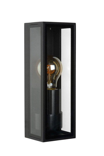 Kinkiet zewnętrzny czarno-przezroczysty DUKAN 1xE27x40W IP65 Lucide 1016898