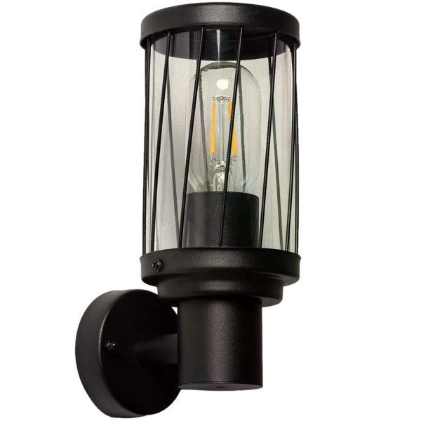 Kinkiet zewnętrzny czarno-przezroczysty Francesco 1xE27x40W IP44 Abruzzo 898975