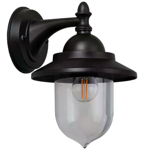 Kinkiet zewnętrzny czarno-przezroczysty Giovanni 1xE27x40W IP44 Abruzzo 898758