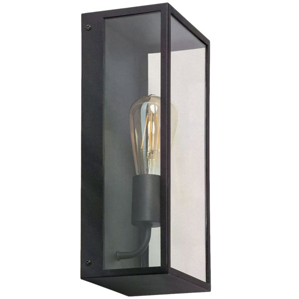 Kinkiet zewnętrzny czarno-przezroczysty Leonardo 1xE27x40W IP44 Abruzzo 899067