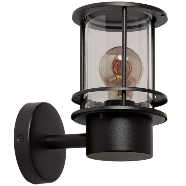 Kinkiet zewnętrzny czarno-przezroczysty Lorenzo 1xE27x40W IP44 Abruzzo 898870