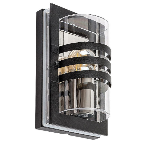 Kinkiet zewnętrzny czarno-przezroczysty Orlova 1xE27x40W IP44 Rabalux 961284
