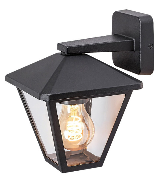 Kinkiet zewnętrzny czarno-przezroczysty Paravento 1xE27x40W IP44 Rabalux 898794