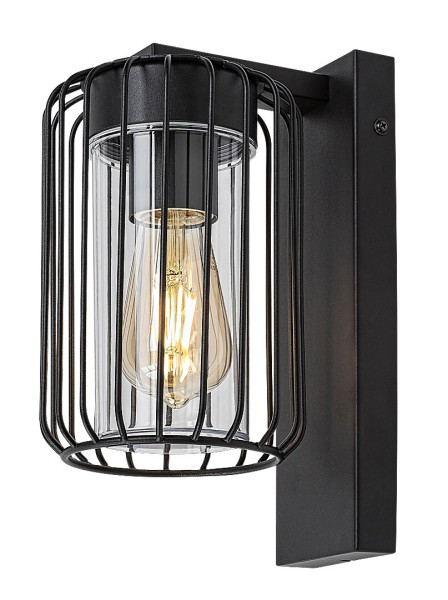 Kinkiet zewnętrzny czarno-przezroczysty TARPA 1xE27x40W IP44 Rabalux 898962
