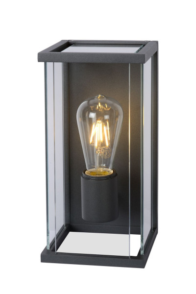 Kinkiet zewnętrzny czarno-transparentny CLAIRE-LED 1xE27x15W IP54 Lucide 898885