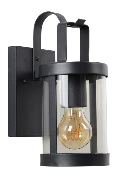 Kinkiet zewnętrzny czarno-transparentny LINDELO 1xE27x60W IP23 Lucide 1016718