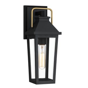 Kinkiet zewnętrzny czarny mat mosiądz BUCKLEY 1xE27x40W IP44 Quoizel 896712
