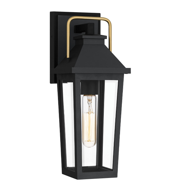 Kinkiet zewnętrzny czarny mat mosiądz BUCKLEY 1xE27x40W IP44 Quoizel 896712