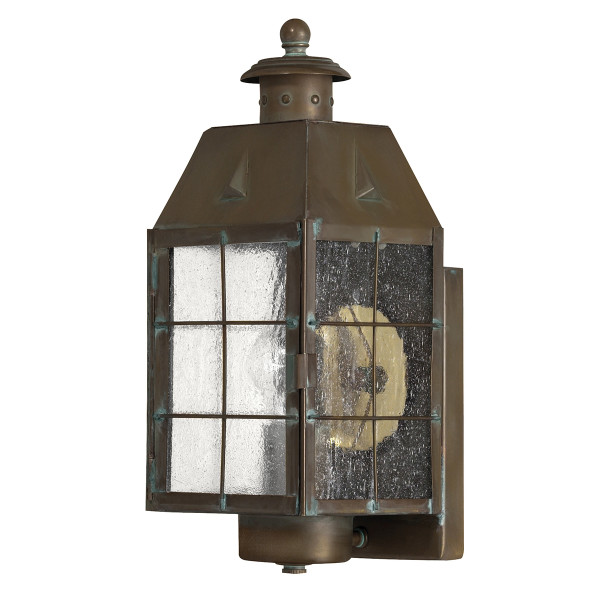 Kinkiet zewnętrzny Nantucket postarzany mosiądz 1xE27x60W IP44 Quintiesse 1017094