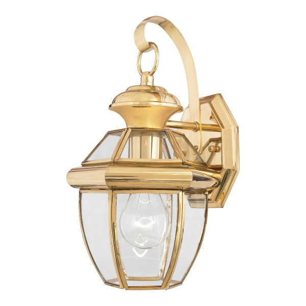 Kinkiet zewnętrzny polerowany mosiądz Newbury 1xE27x60W IP44 Quoizel 898574