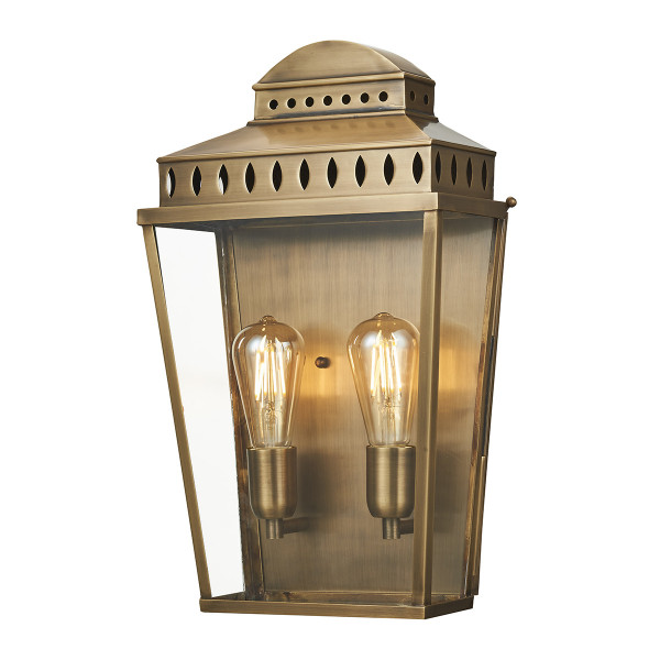Kinkiet zewnętrzny postarzany mosiądz Mansion House 2xE27x60W IP44 Elstead 896860