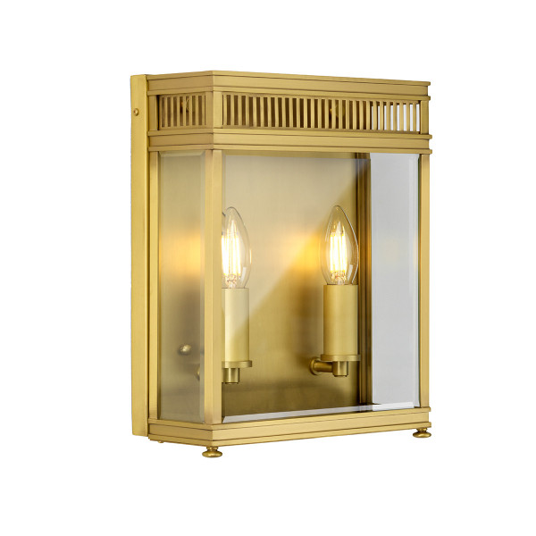 Kinkiet zewnętrzny szczotkowany mosiądz Holborn 2xE14x40W IP44 Elstead 897693