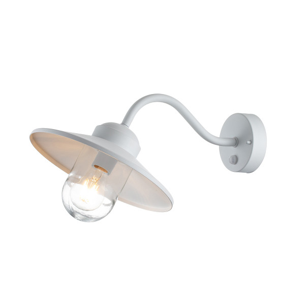 Kinkiet zewnętrzny z czujnikiem biały Klampenborg 1xE27x60W IP44 Elstead 897773