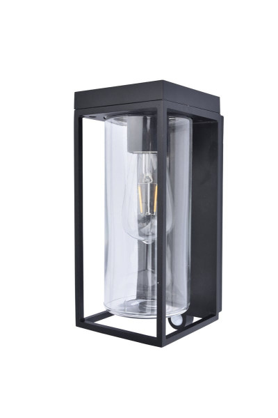 Kinkiet zewnętrzny z czujnikiem czarno-biały FLAIR 1xE27x10W IP44 Lutec 898951