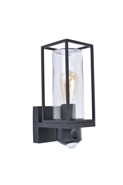Kinkiet zewnętrzny z czujnikiem czarny FLAIR 1xE27x40W IP44 Lutec 898810