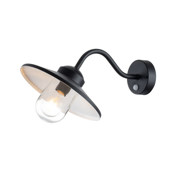 Kinkiet zewnętrzny z czujnikiem czarny Klampenborg 1xE27x60W IP44 Elstead 897797