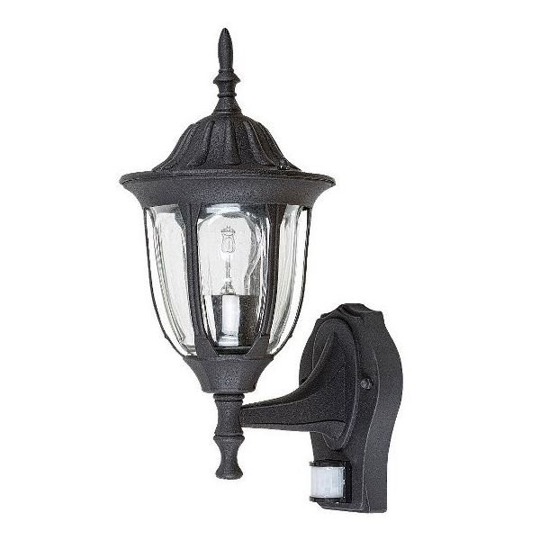 Kinkiet zewnętrzny z czujnikiem czarny mat Milano 1xE27x60W IP43 Rabalux 959500
