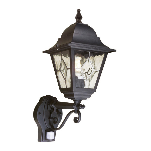 Kinkiet zewnętrzny z czujnikiem czarny Norfolk 1xE27x60W IP44 Elstead 894809