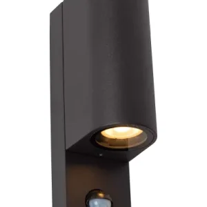 Kinkiet zewnętrzny z czujnikiem ruchu czarny ZARO 2xGU10x7W IP65 Lucide 897154 Kinkiet zewnętrzny z czujnikiem ruchu czarny ZARO 2xGU10x7W IP65 Lucide 897154