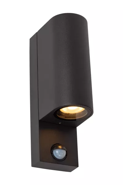 Kinkiet zewnętrzny z czujnikiem ruchu czarny ZARO 2xGU10x7W IP65 Lucide 897154