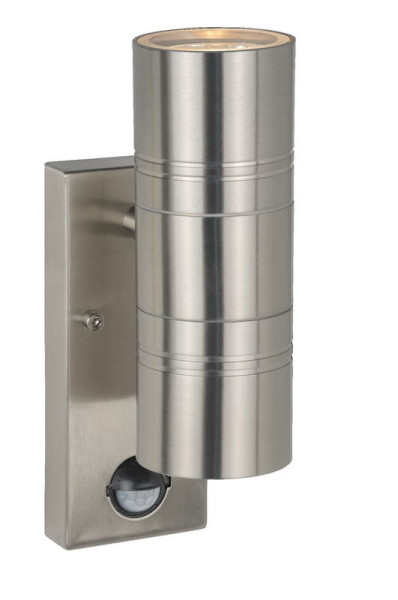 Kinkiet zewnętrzny z czujnikiem srebrny ARNE-LED 2xGU10x5W IP44 Lucide 1017072