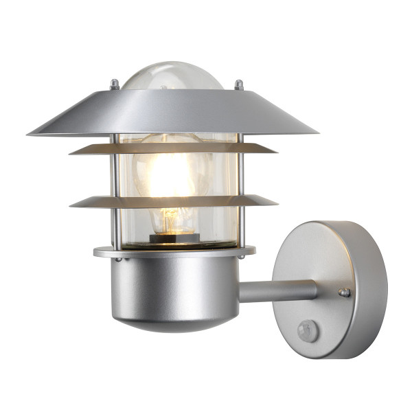 Kinkiet zewnętrzny z czujnikiem srebrny Helsingor 1xE27x60W IP44 Elstead 895883