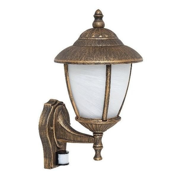 Kinkiet zewnętrzny z czujnikiem złoty Madrid 1xE27x60W IP43 Rabalux 959502