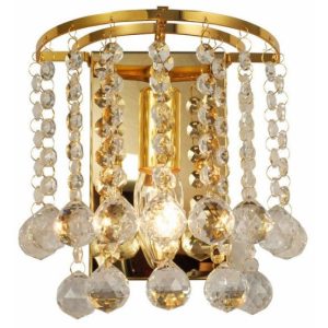 Kinkiet złoty London crystal 1xE14x40W wym:19x18x12cm IP20 Reality 833619