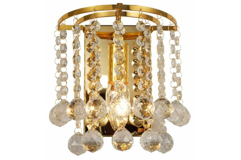 Kinkiet złoty London crystal 1xE14x40W wym:19x18x12cm IP20 Reality 833619