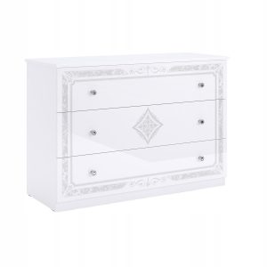 Klasyczna Komoda Biały Połysk z Sitodrukiem 82×118 300384 Klasyczna Komoda Biały Połysk z Sitodrukiem 82×118 300384