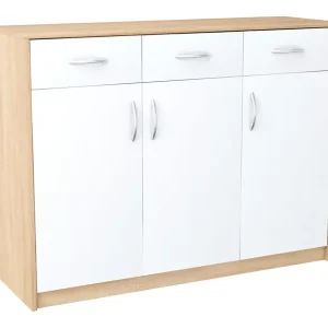 Klasyczna komoda z szufladami dąb sonoma + biały – Xyvon 692262 Klasyczna komoda z szufladami dąb sonoma + biały – Xyvon 692262