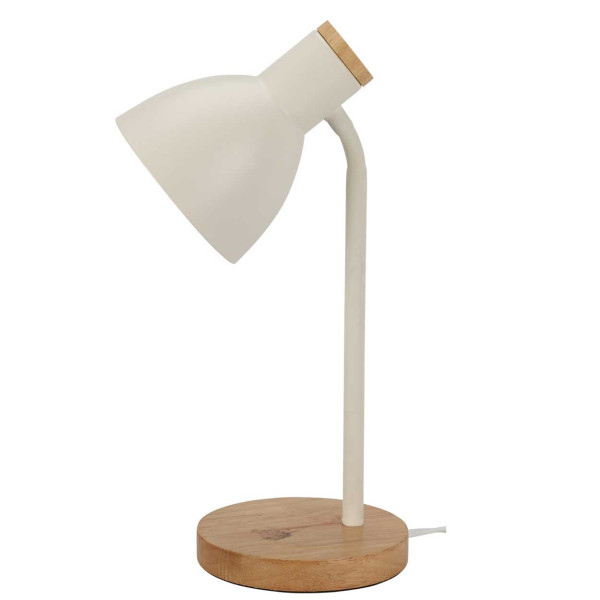 Klasyczna lampa stołowa biurkowa metal i drewno biało brązowa E14 max 25W 1043266