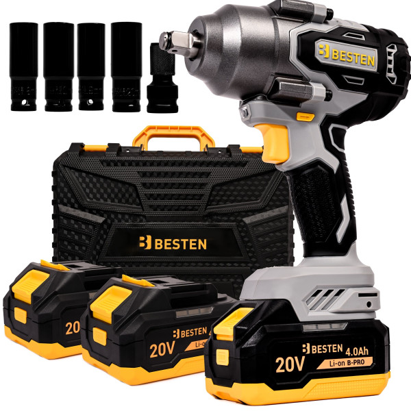 Klucz udarowy 20V 800Nm, 3 biegi, 2x4.0Ah, LED, walizka, BESTEN 795491