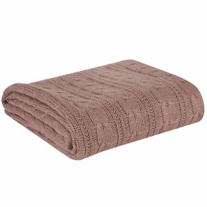 Koc akrylowy 130×170 różowy warkoczowy 989968