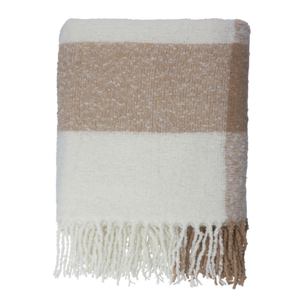 Koc ALLORA z przędzy boucle ecru 130x170cm HOMLA 914951