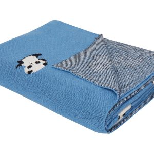 Koc bawełniany w pandy 130×170 cm niebieski 304938 Koc bawełniany w pandy 130×170 cm niebieski 304938