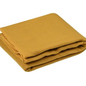 Koc CARLTON 125×150 cm musztardowy polarowy 1043696 Koc CARLTON 125×150 cm musztardowy polarowy 1043696