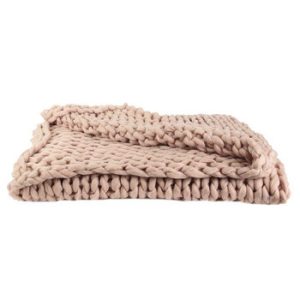 Koc Chunky gruby różowy dzianinowy 80707