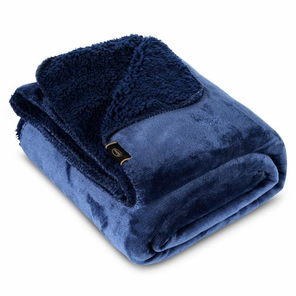 Koc Dwustronny TEDY 150x200 Granatowy Premium 739235