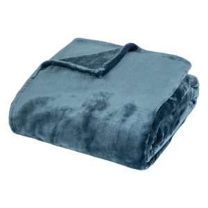 Koc flanelowy 180×230 cm BETANI niebieski ciemny 385587 Koc flanelowy 180×230 cm BETANI niebieski ciemny 385587