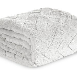 Koc Flano 3D 150×200 cm srebrny 474355 Koc Flano 3D 150×200 cm srebrny 474355