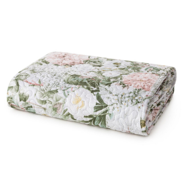 Koc Ida 200X220 cm motyw kwiatowy zielono‑różowy 865889