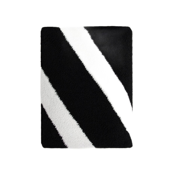 Koc KOBE gruby żakardowy w czarno-białe pasy 130x170cm HOMLA 934210