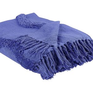 Koc narzuta 125 x 150 cm bawełniany fioletowy 62838 Koc narzuta 125 x 150 cm bawełniany fioletowy 62838