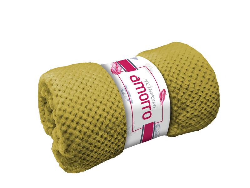 Koc narzuta 200x220 Amorro żakardowy oliwkowy wytłaczany 240g/m2 963897