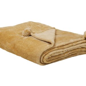 Koc narzuta na łóżko 200 x 220 żółty 62470 Koc narzuta na łóżko 200 x 220 żółty 62470